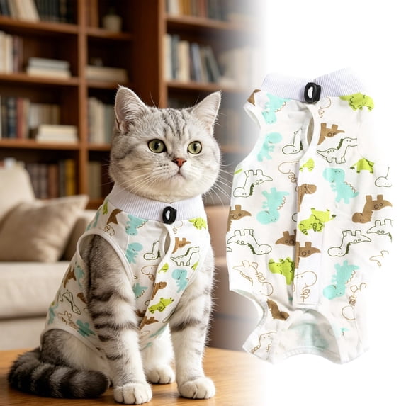 Cat Recovery Suit for Female Cats, Breathable Adjustable Cat Onesie After Surgery with Anti Licking Design(Blue,L)