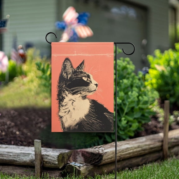 Cat Red Garden Flag Double Sided Outdoor Banners for Courtyard Outdoor Lawn Farmhouse Holiday Decorations