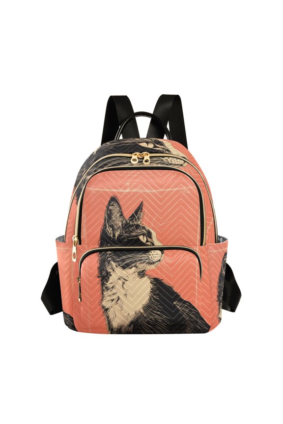 Cat Red Travel Laptop Backpack Casual Daypack Lightweight Bookbag Compartment for Business