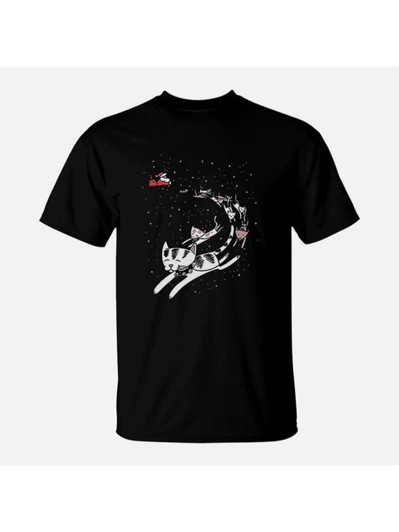 Cat Reindeer Sleigh Christmas TShirt