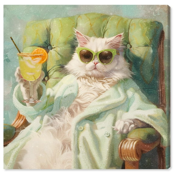 Cat Relaxation Time Canvas Cute Cat Art Prints by Art Remedy, Gallery Wrapped, 24" x 24"