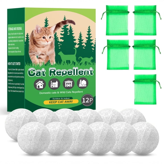 Cat Repellent Balls 12 Pack Mint Formula Long Lasting Indoor Outdoor Deterrent for Furniture Garden Yard