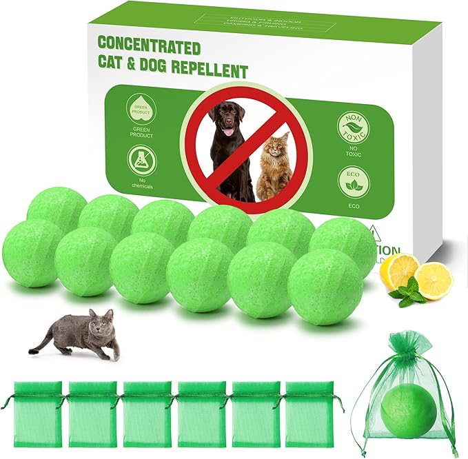 Cat Repellent Outdoor, 12 Pack Peppermint Oil Cat Deterrent Indoor for