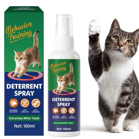 Cat-Repellent-Spray, Cat Deterrent Spray 100ml ， No Scratch Spray for Cats ， Citrus Spray for Cats & Dogs ， Furniture Protection ，Cat Pee Deterrent & Christmas Tree Spray Indoor & Outdoor Use.