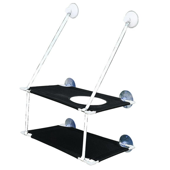 Cat Resting Seat Perch Window Hammock Cats Kitty Bed with Durable Heavy Duty Suction Cups Holds Up to 22lb - Black Double Layer