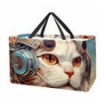 Cat Retro Large Capacity Oxford Cloth Picnic Basket Reusable Laundry