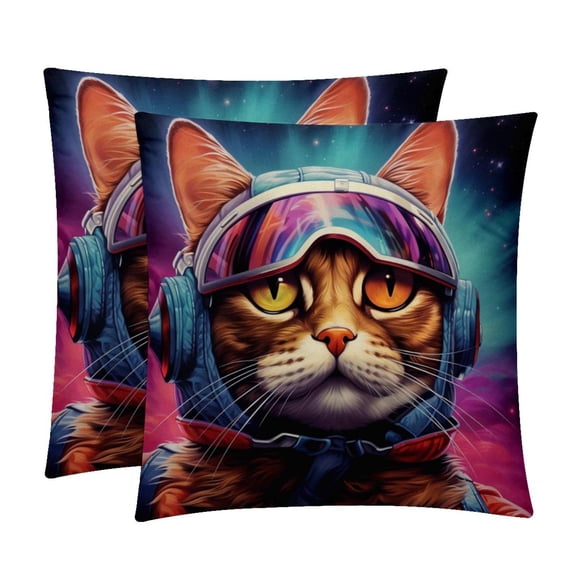 Cat Retro Set of 2 Velvet Throw Pillow Covers Inserts with 16x16, 18x18, 20x20 Inches Chair Pillow Covers - Unique Patterns for Throw Pillows for Various Occasions