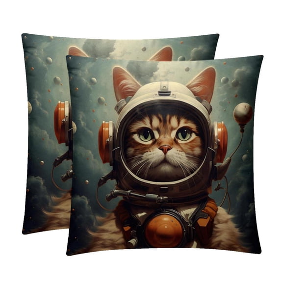 Cat Retro Set of 2 Velvet Throw Pillow Covers with Unique Patterns - 16x16, 18x18, 20x20 Inches for Various Occasions - Pillows Covers Throw Pillow Inserts Pillow Inserts - Luxurious Home Decor