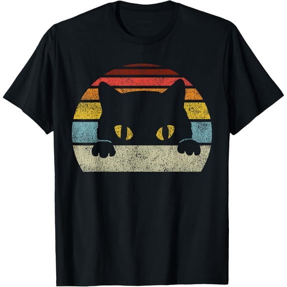 Cat Retro Style Black Kitty Cats Lover Gift T-Shirt