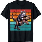 Cat Riding Food Cat Riding Dinosaur T-Rex Funny Cat T-Shirt - Walmart.com