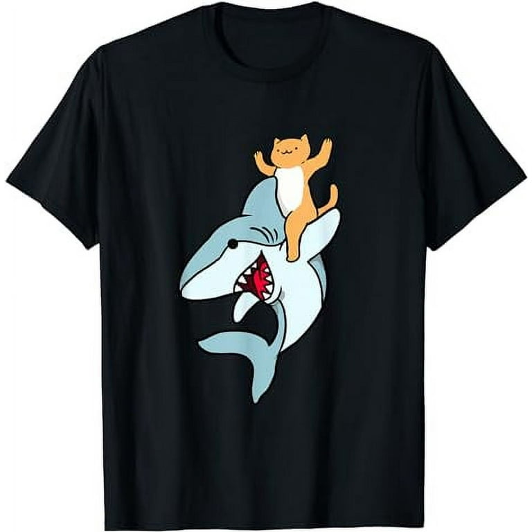 Cat Riding Shark T Shirt Walmart