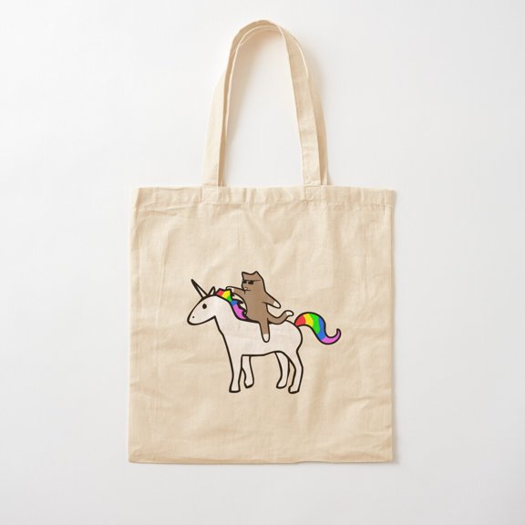 Cat Riding Unicorn Canvas Tote Bags, Reusable Shopping Bag