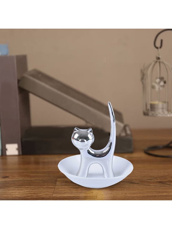 Cat Ring Holder Jewelry Dish Engagement Wedding Trinket Tray Cosmetic Organizer Decorative Storage Idea