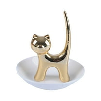 Cat Ring Holder Jewelry Dish Engagement Wedding Trinket Tray Cosmetic Storage Organizer Decorative