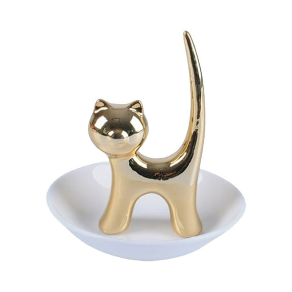Cat Ring Holder Jewelry Dish Engagement Wedding Trinket Tray Cosmetic Storage Organizer Decorative