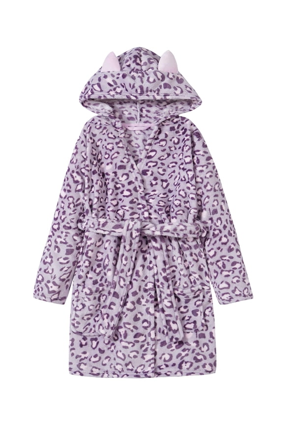Cat Robe for Girls Cute Cozy Hooded Cat Ears Bathrobe Little Kids Teens Size 4T
