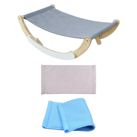 Cat Rocking Chair Cat Hammock Washable Removable Cat Furniture Gift Dog Rocking Hammock Bed Chair for Cats and Small Dogs Rabbit gray and blue
