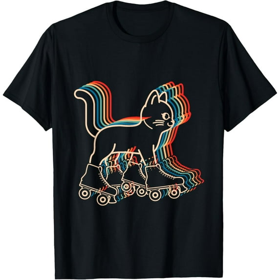 Cat Roller Skates Vintage Fun Skating Lifestyle Hobby T-Shirt