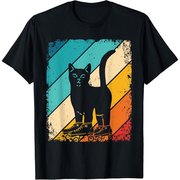 Cat Roller Skates Vintage Fun Skating Lifestyle Skates T-Shirt
