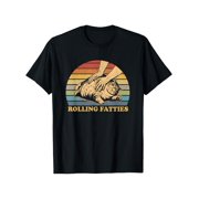 Cat Rolling Fatties Funny T-Shirt, 100% Cotton, Single Side Printed, Black