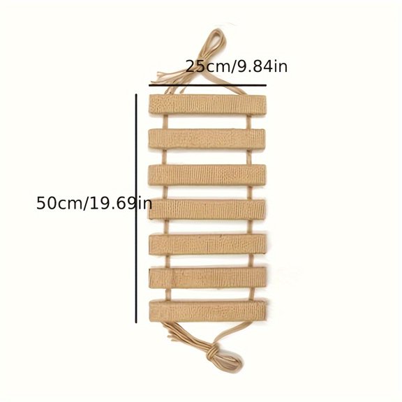 Cat Rope Ladder 19.7 Inch, Natural Wooden Climbing Steps with Hemp Rope for DIY Cat Tree, Cat Condo and Cage