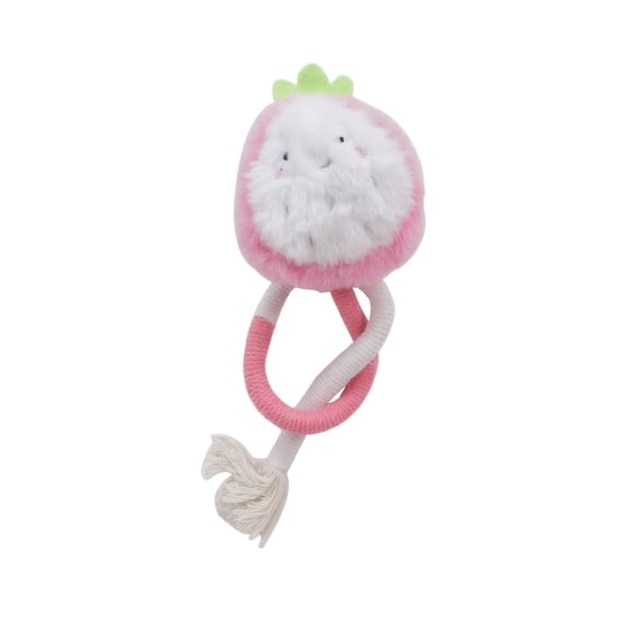 Cat Rope Toy with Catnip, Interactive Kitten Teething Chew Toy for Dental Care, Durable Polyester Plush Strawberry Design with Bell for Indoor Outdoor Play, Pink