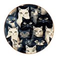 thumbnail image 1 of Cat Round Coasters 6PCS Set in Microfiber Leather, 11x11 cm/4.3x4.3 in, & Stylish Drink Mats for Table, 1 of 6