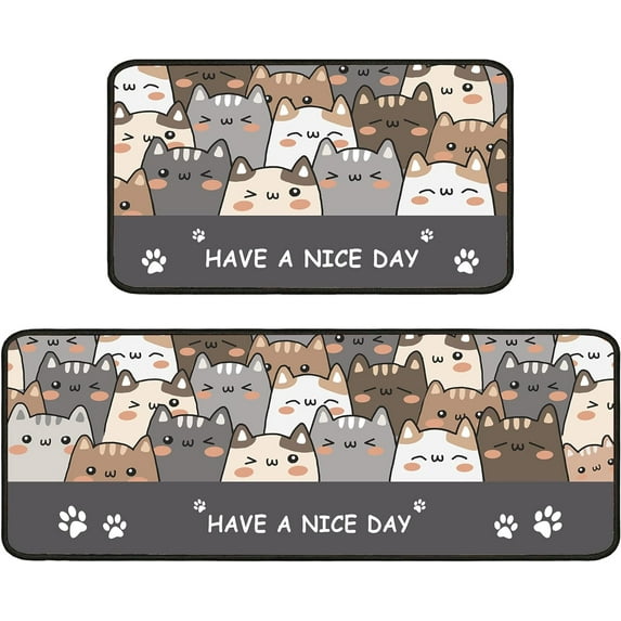 Cat Rugs and Mats Kitchen Floor Mats for in Front of Sink, Anti Fatigue Floor Mat for Kitchen, Padded Kitchen Mats for Standing and Kitchen Matt for Standing for Kitchen Decor 17"X30"+17"X47"