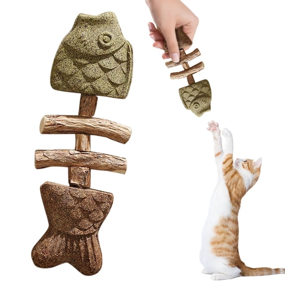 Cat’S Health Creative Fish Bone Cat Toy – Wooden Teeth Cleaning Stick Natural Fishbone Cat Toy Feline Tooth Care Tool