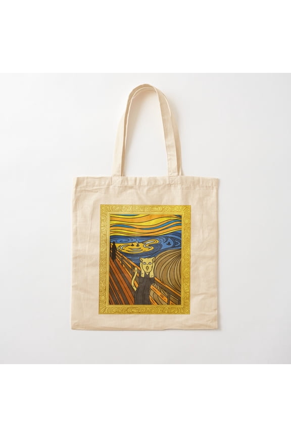 Cat'S Scream Canvas Tote Bags, Reusable Shopping Bag