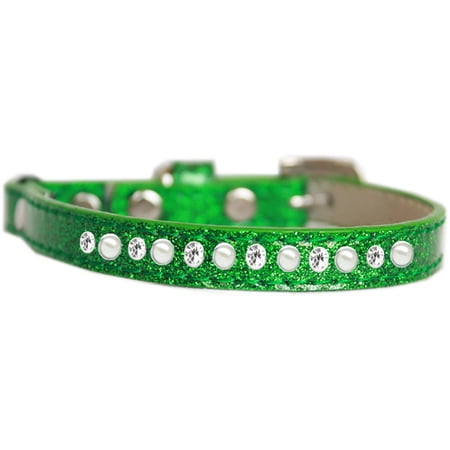 Cat Safety Ice Cream Collar, "One Row Pearl Clear Crystal"
