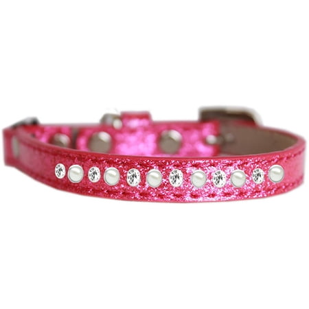 Cat Safety Ice Cream Collar, "One Row Pearl Clear Crystal"