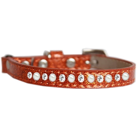 Cat Safety Ice Cream Collar, "One Row Pearl Clear Crystal"