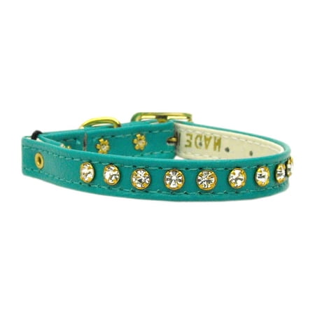 Cat Safety With Band Collar, "One Row Clear Crystal"