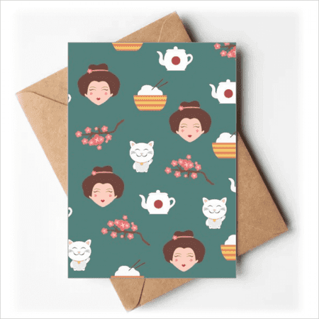 Cat Sakura Rice Teapot Japan Greeting Cards You are Invited Invitations