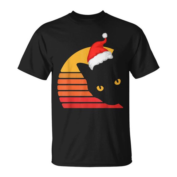 Cat Santa Christmas Retro Kitten Kitty Pet XMas Tshirt