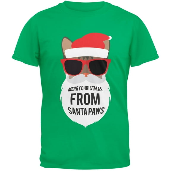 Cat Santa Ugly Christmas Sweater Green T-Shirt
