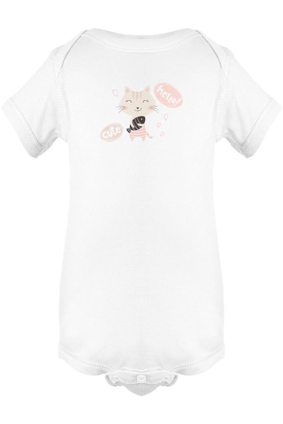 Cat Saying Hello With Black Fisg Bodysuit Infant -Image by Shutterstock, 6 Months