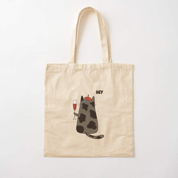 Cat Says Hey Canvas Tote Bags, Reusable Shopping Bag