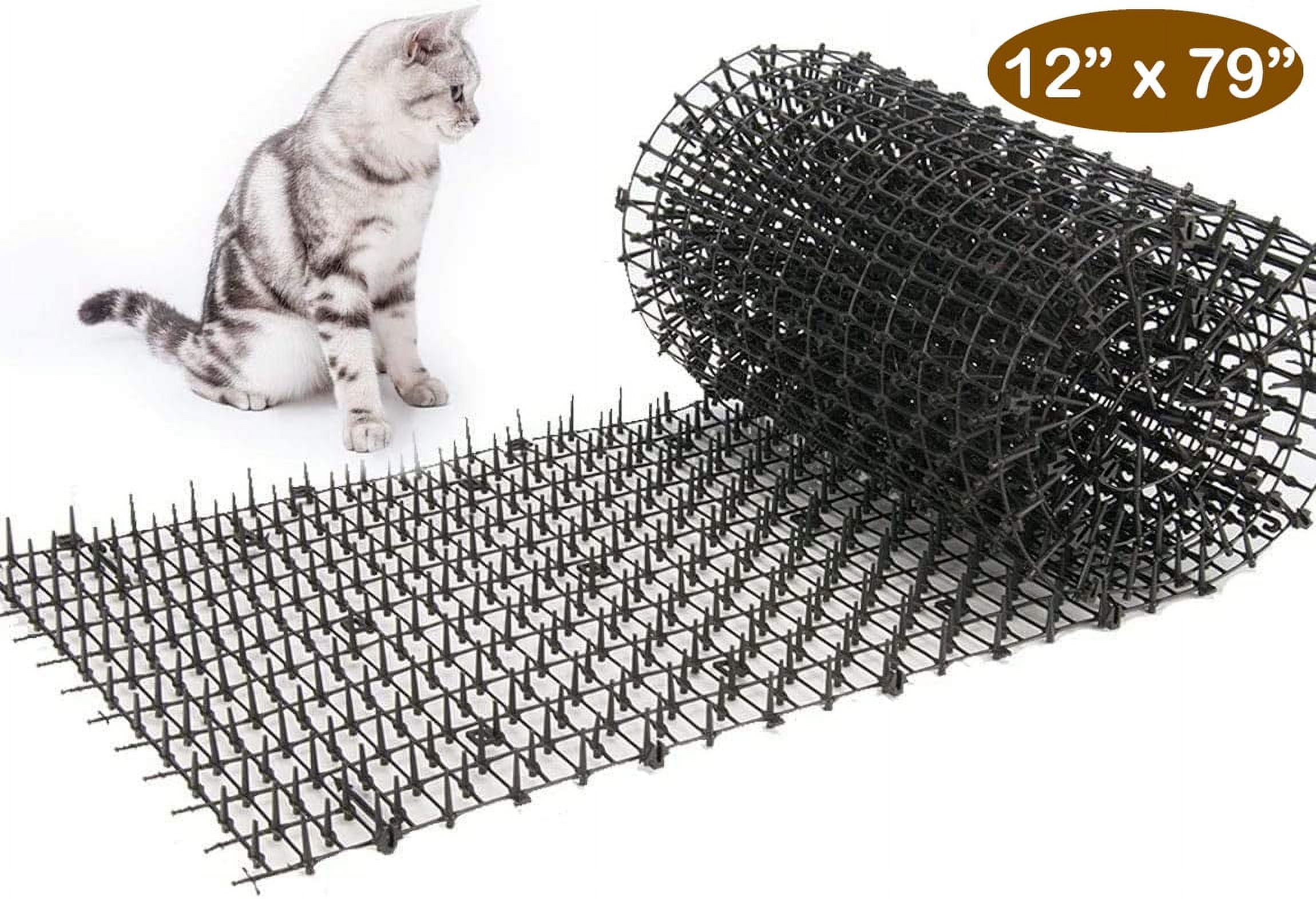 Cat Scat Mat Cat Deterrent Indoor Spiked Mat Network Digging Stopper for Garden Fence Keep Pet Dog Cat Off Couch Furniture 12 x 79 Inch Black