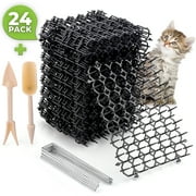 Cat Scat Spike Strips 24Pack, Effective, Non-Invasive and Safe, Easy to Install, Includes 6 Garden Pegs, 12 Zip Ties and 2 Gardening Tools
