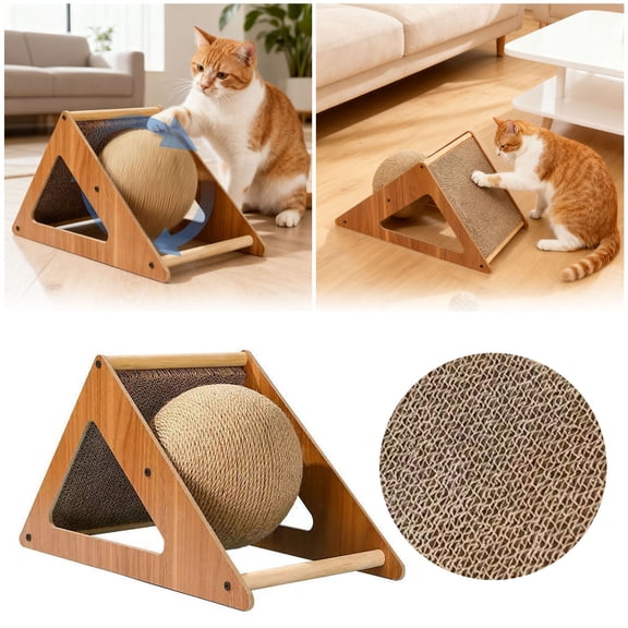 Cat Scratch Ball Toy 30x16x16cm Interactive Scratching Ball for Small Pets, Exercise Training Toy with Anti-Tip Design for Indoor Cats Kittens