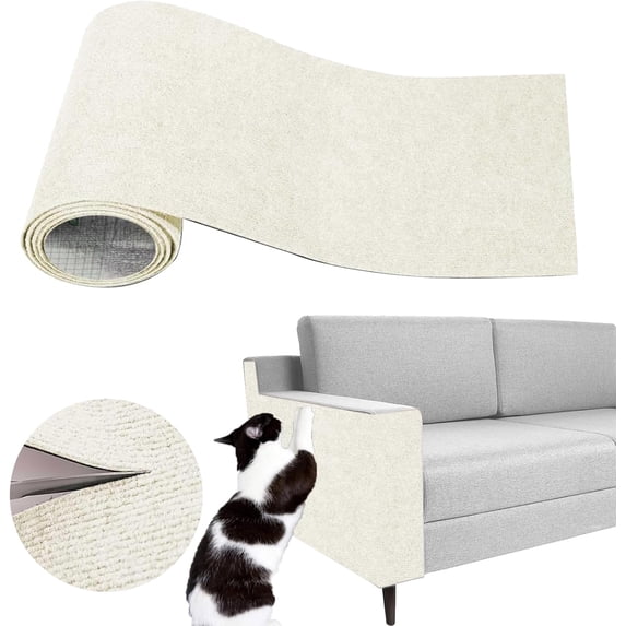 Cat Scratch Couch Furniture Protector, Self-Adhesive Cat Scratch Pad Deterrent for Furniture, DIY Climbing Cat Scratcher Couch Protector from Cat Claws Scratching for Indoor(XL,Beige)