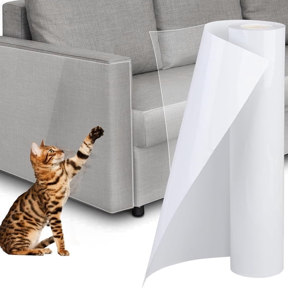 Cat Scratch Deterrent Sofa Protector - PVC Clear Removable Anti Scratch Furniture Guard, Non-Slip Matte Surface, Protects Couches from Cat Damage (30.5 x 43 cm)