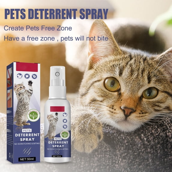 Cat Scratch Deterrent Spray, Bitter Training Aid for Furniture Protection - Indoor & Outdoor Usage to Prevent Cats from Scratching and Chewing on Sofas, Curtains, and Wires