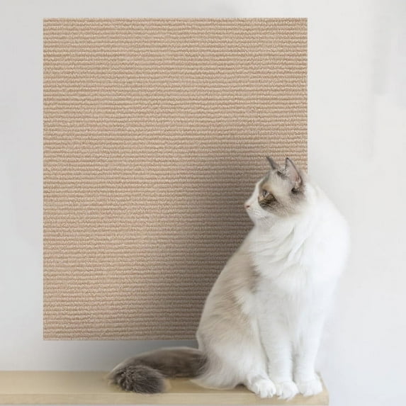 Cat Scratch Furniture Protector, Adhesive Cat Scratch Pad Couch Cat Scratch Protector from Cats Scratching, DIY Climbing Cat Scratcher Couch Protector from Cat Claws for Indoor Cat (Beige)
