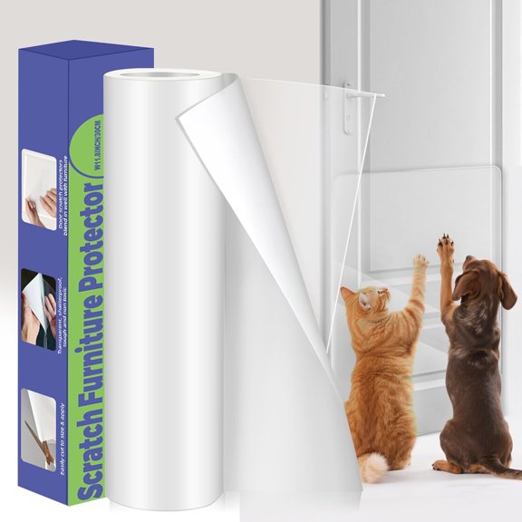 Cat Scratch Furniture Protector: Cat Anti Scratch Tape - Door Protector from Dog Scratching - Clear Training Self Adhesive Tape for Carpet, Sofa, Couch, Door (Transparent, 11.8" x 6.56FT)