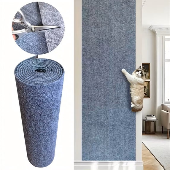 Cat Scratch Furniture Protector, Couch Cat Scratch Protector 39 Inch Cat Scratch Pad, Self Adhesive Light Gray Mat for Indoor Cats, Sofa Wall and Floor Scratch Cover, 1 Piece