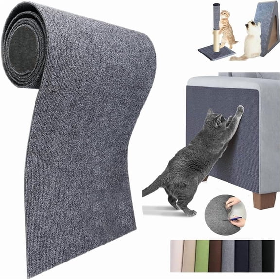 Cat Scratch Furniture Protector Mat DIY Cat Scratch Pad Self-Adhesive, Pet Scratching Post Cat Scratcher Carpet Anti Cat Scratch for Cat Tree/Door/Couch (Dark Gray, 11.8 * 23 inch)