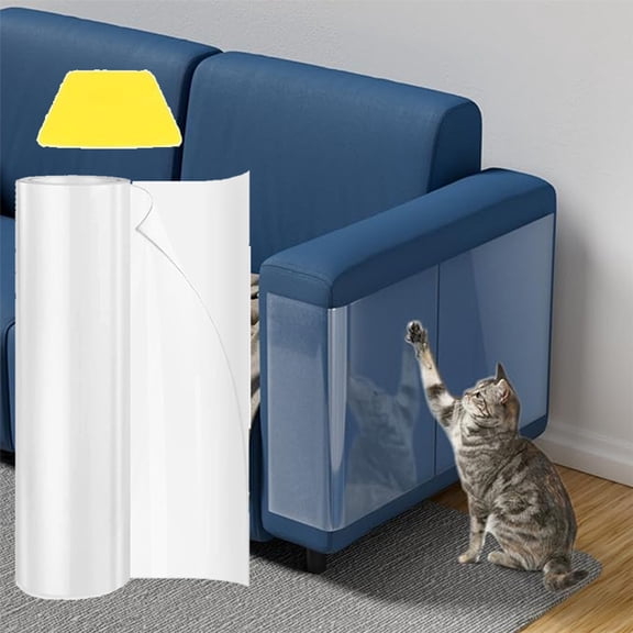 Cat Scratch Furniture Protector, Self Adhesive Cat Scratch Pad, Trimmable Furniture Scratch Guard, Transparent Cat Scratch Deterrent for Sofa Corners and Door Frames